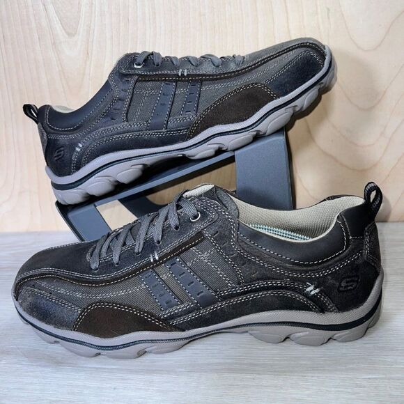 Skechers Montz Reyvon Relaxed Fit Memory Foam Brown Men's 10.5 - Picture 1 of 11